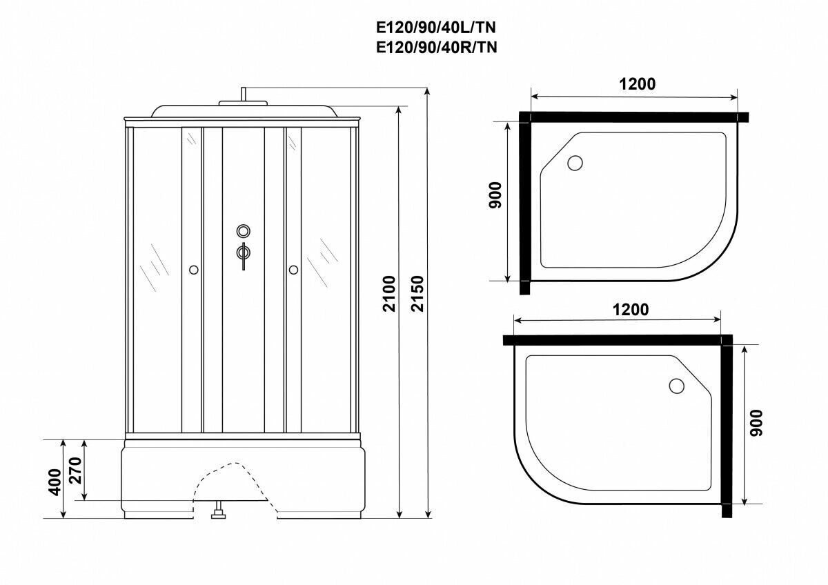 Душевая кабина Niagara Eco E120/90/40L/TN (1200х900х2150) 4 места